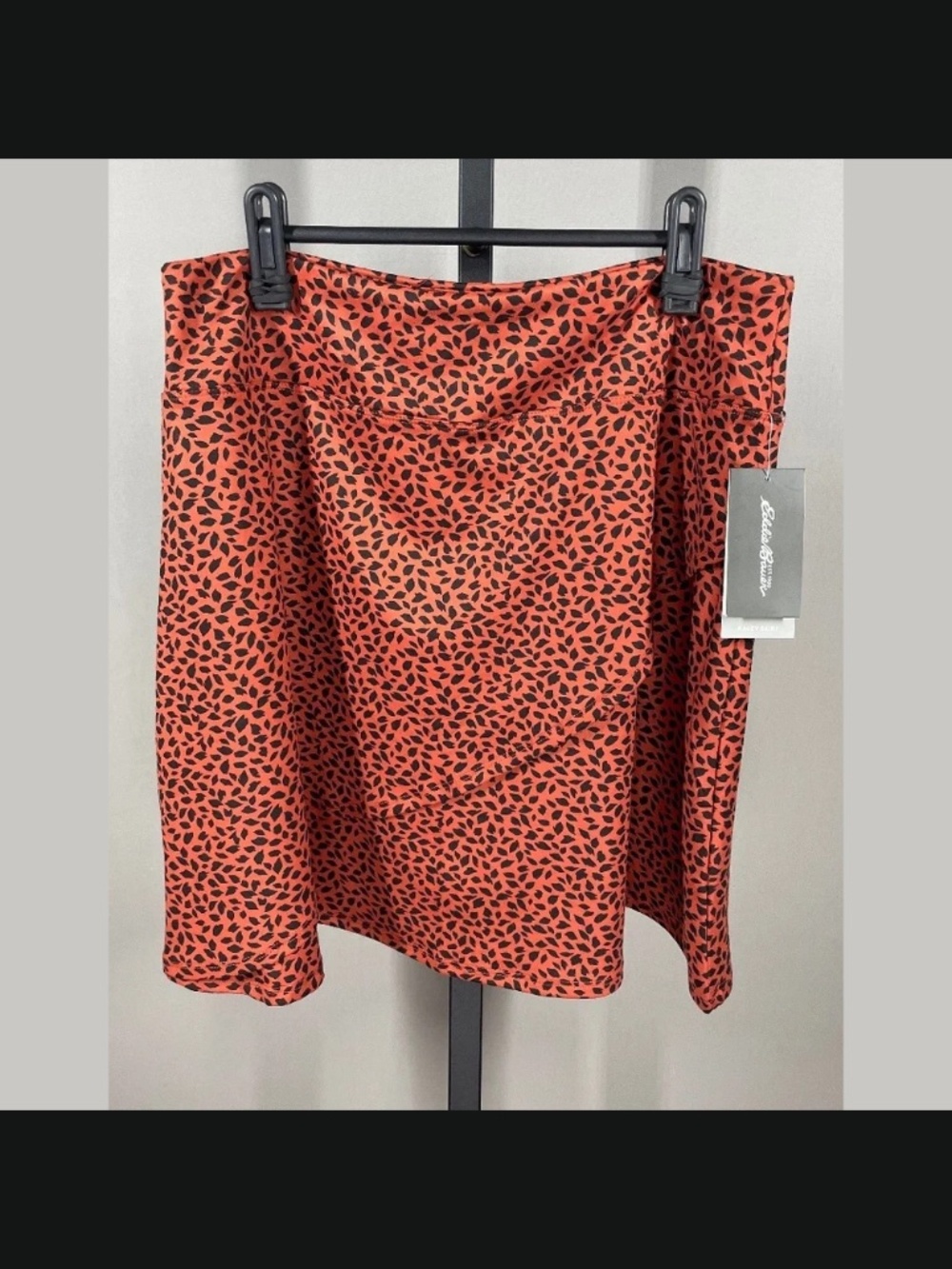 NEW Eddie Bauer Skirt Womens Large orange black Kacey animal circle outdoor